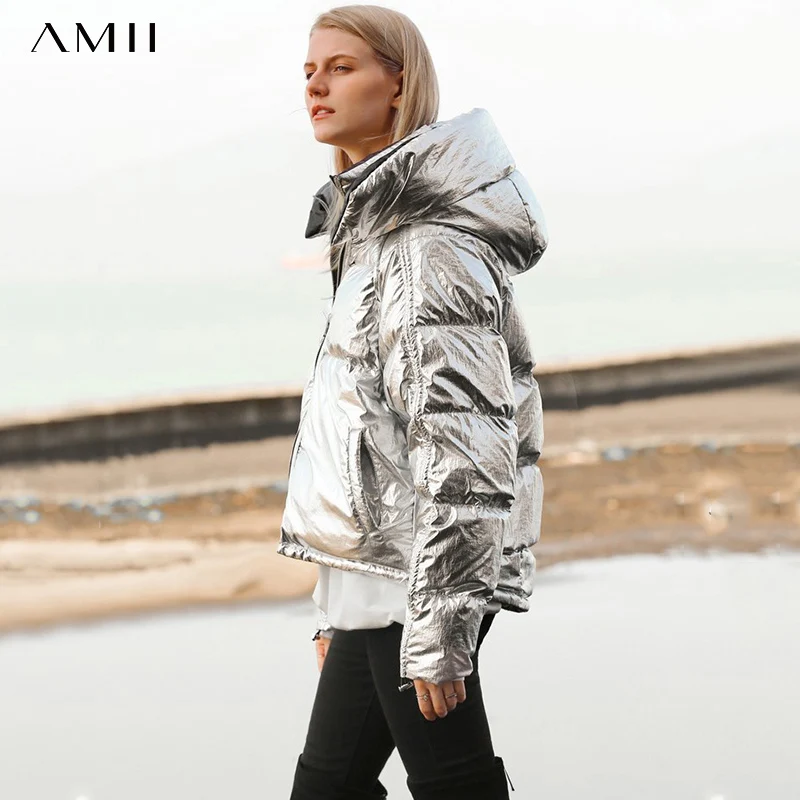 AMII минимализм женский зимний пуховик с капюшоном модная повседневная