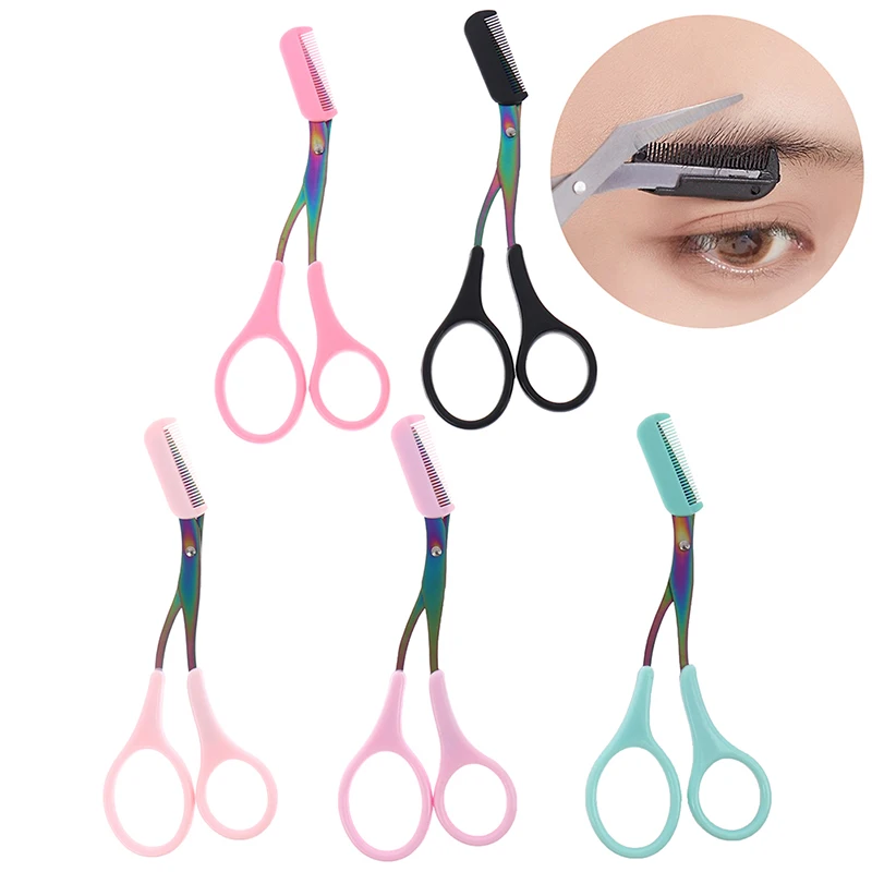Ножницы для стрижки бровей Нержавеющая сталь моющаяся бритва с расческой