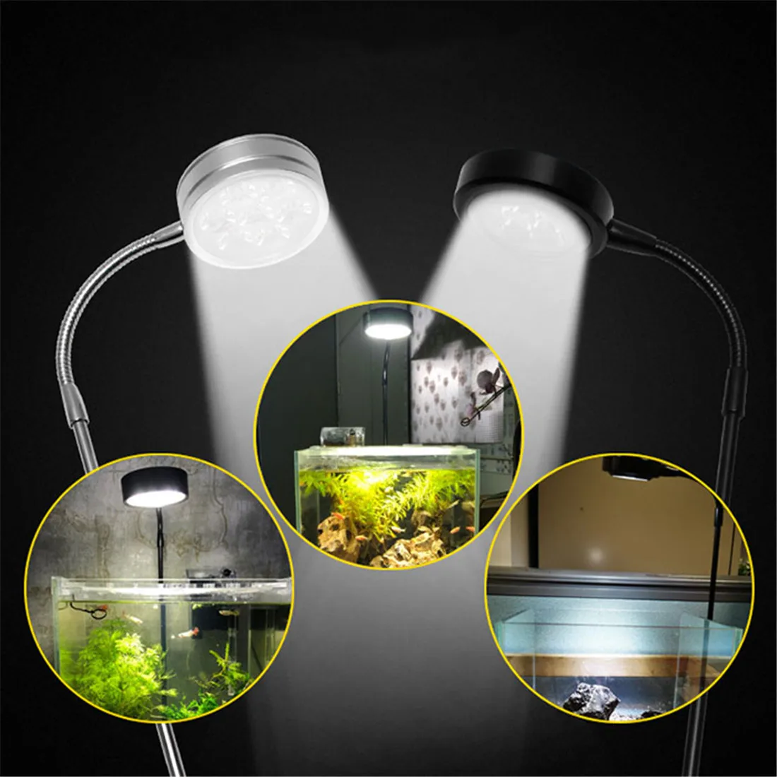 

Plug in 3W 5W 7W LED Desk Lamp with Acrylic Board for Aquarium Nano Tank Betta Fish Tank Potted Succulent Plant 6000K cold white