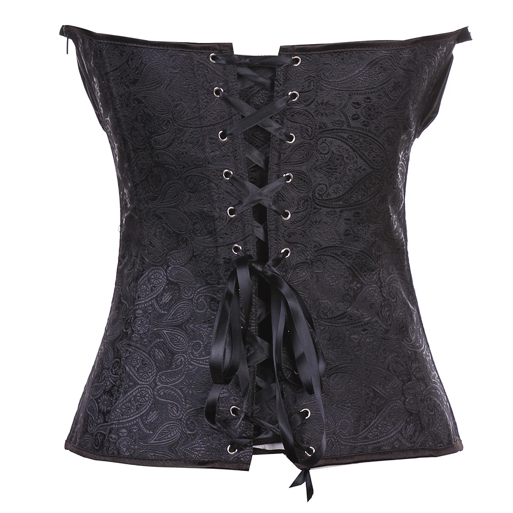 

Vintage Bustiers Corsets for Women Printed Fabric Black Corset Bustier Femme Top Slimming Clothing Plus Size S-6xl