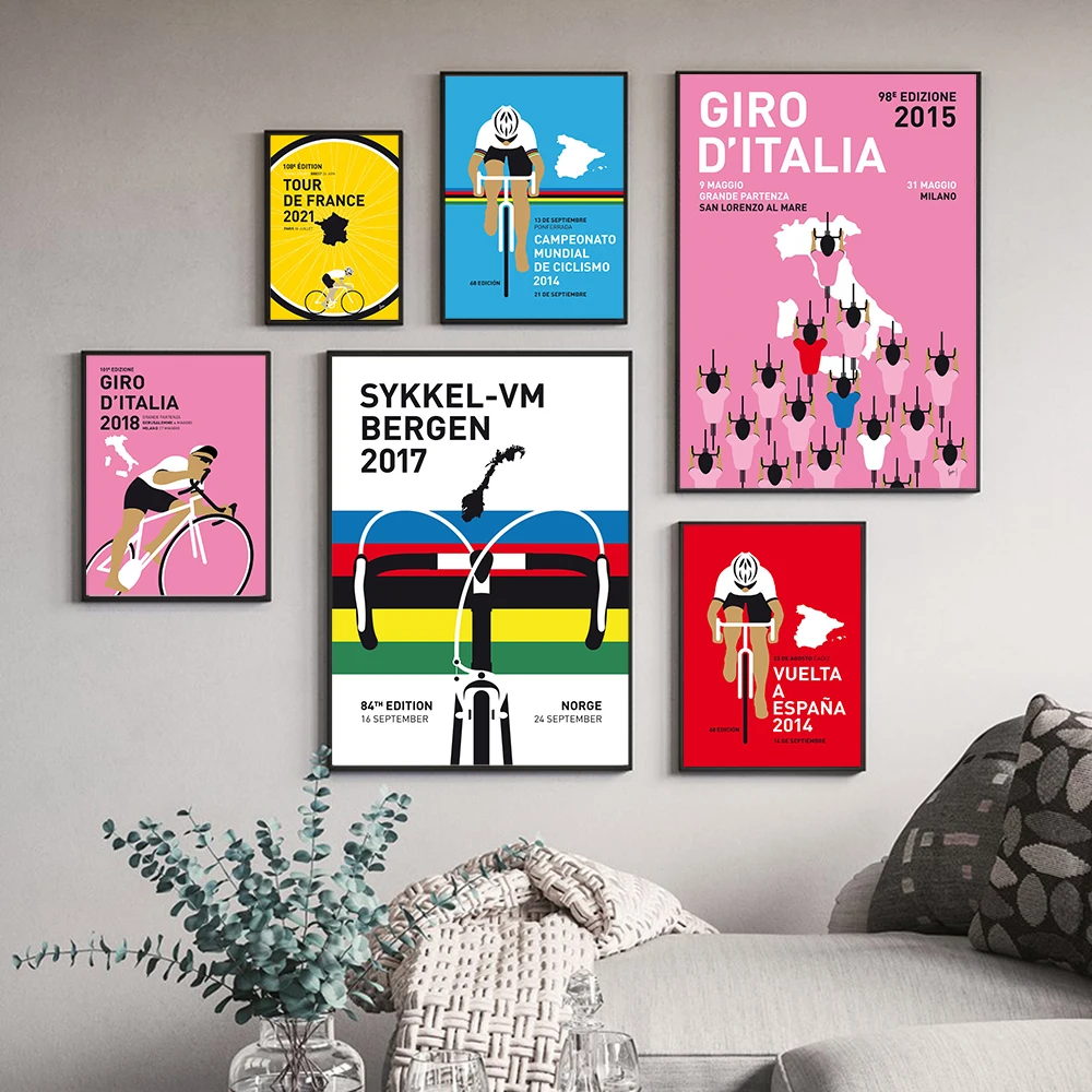 

Canvas Paintings Sports France Universal Cycling Tour Poster Art Prints Ride Gym Stadium Road World Champion Wall Pictures Decor