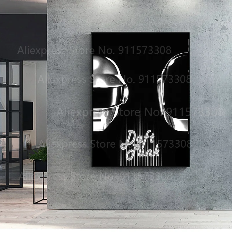 ВИНТАЖНЫЙ ПЛАКАТ шлем Daft Punk Mask музыкальный плакат и печать на холсте живопись
