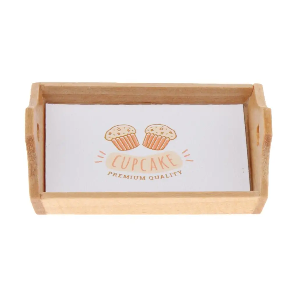 

1:12 Scale Miniature Dollhouse Wooden Breakfast Tray Decoration