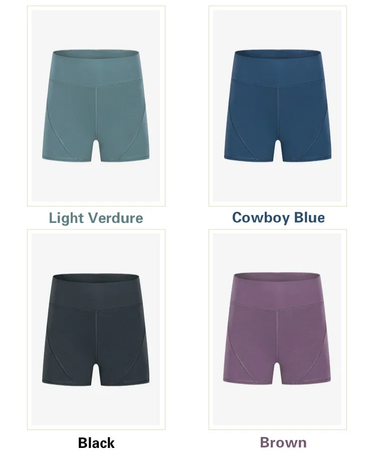 

Black Anti-sweat Plain Sport Athletic Shorts Women High Waist Soft Cotton Feel Fitness Yoga Shorts with Two Side Pocket