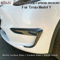 matte black carbon fiber pearl white for tesla model y modification automobile repacking front fog lamp eyebrow decorate
