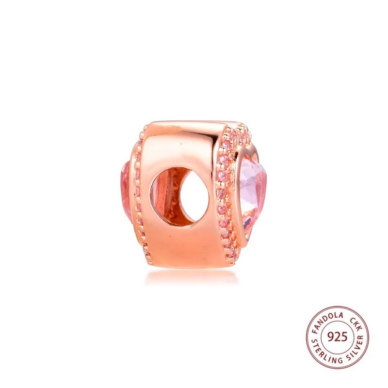 CKK Fit браслет Пандора из стерлингового серебра 925 пробы розового цвета сверкающие
