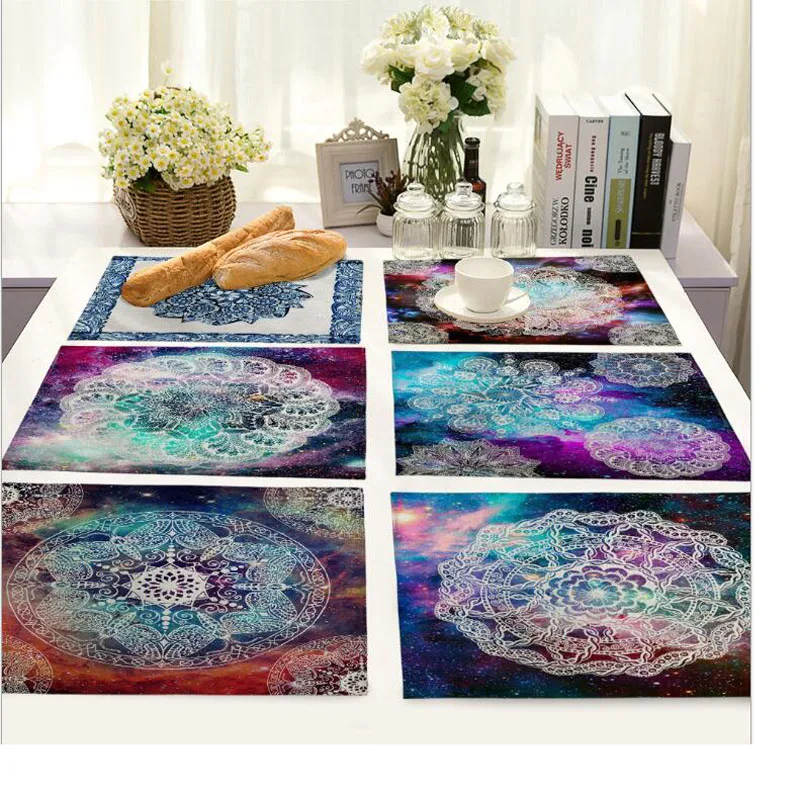

Blue and white porcelain Mandala placemat Fabric coaster Table decoration mat Kitchen Manteles individuales Onderzetters H346
