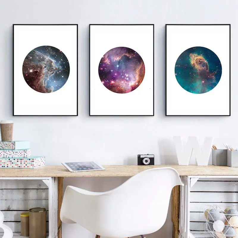 

Modern Astronomy Galaxy Canvas Art Print and Poster Home Wall Decor , Set of Three Galaxy Space Canvas Poster Wall Art Picture