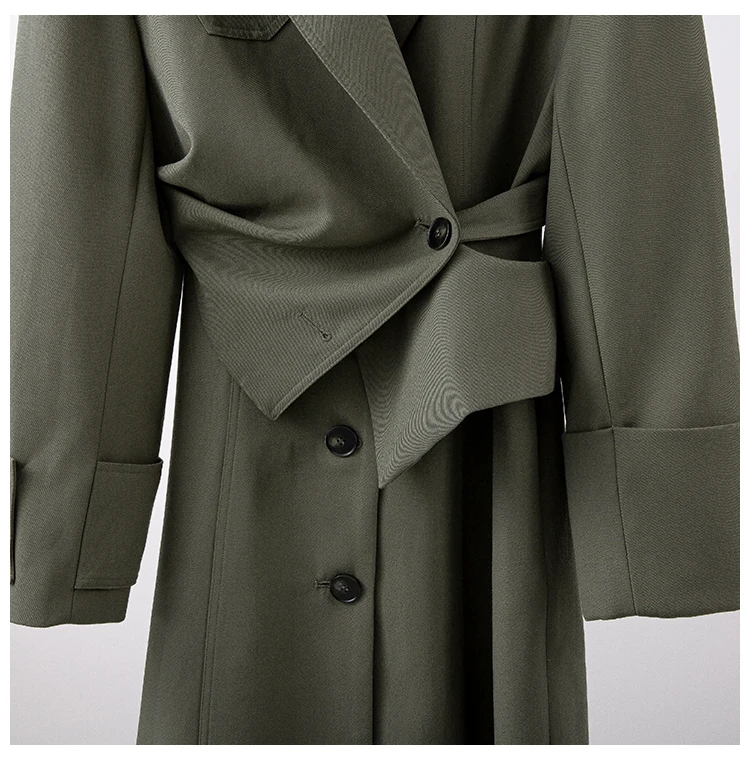

ZCSMLL Solid Color Personality Women Coat Turn-down Collar Long Sleeve Irregular Waist Korea Loose Female Jacket 2021 AF807
