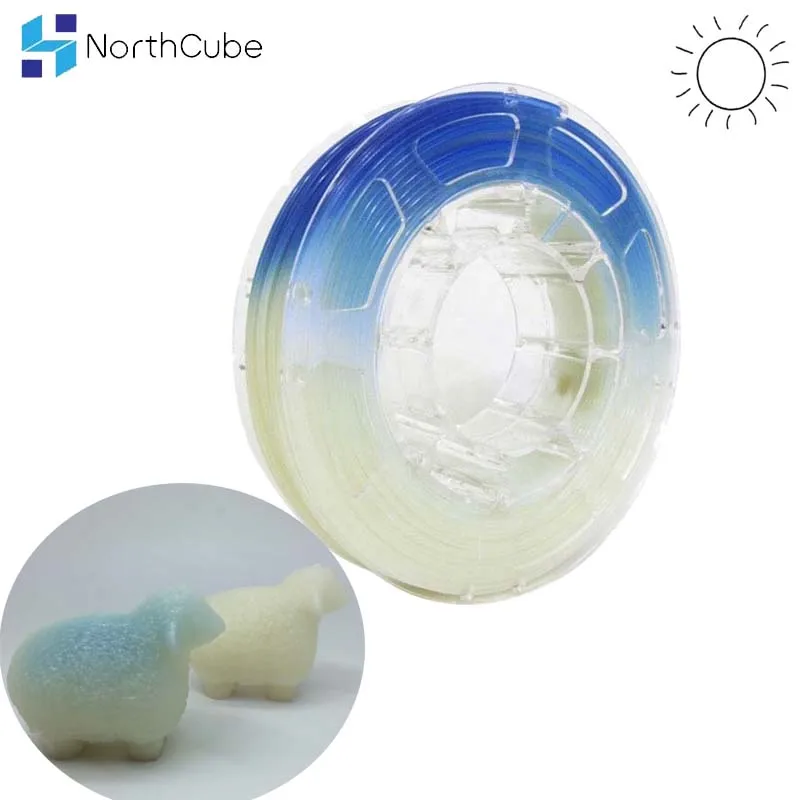 3D Printer Filament, UV Light Change Color Filament, PLA Filament 1.75mm +/- 0.03 mm, 2.2LBS(1KG) White to Blue
