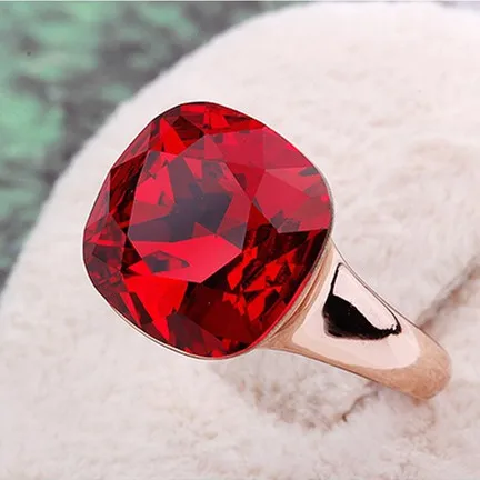 Crystal Wedding Ring for Women - MOONROCY Square Red Blue Green Silver and Rose Gold Color Rings image 4