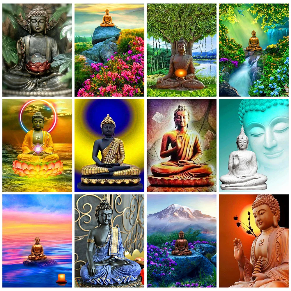 

Huacan Diamond Painting Kit Buddha DIY Diamond Embroidery Sale Religion Mosaic Cross Stitch Decor For Home
