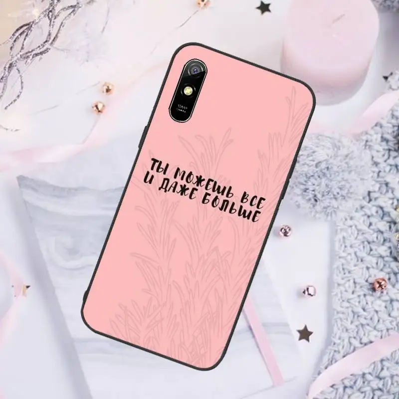 

Russian art aesthetic text Phone Case For Xiaomi Redmi note 7 8 9 pro 8T 9A 9S Mi Note 10 Lite pro