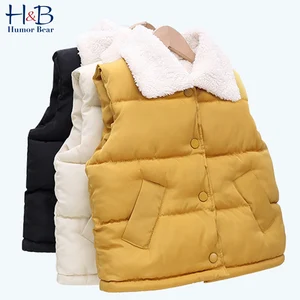 Imported Humor Bear Children Vest  New Autumn  Winter Sleeveless V-Neck Solid  Casual Vest Baby Velvet Warm K