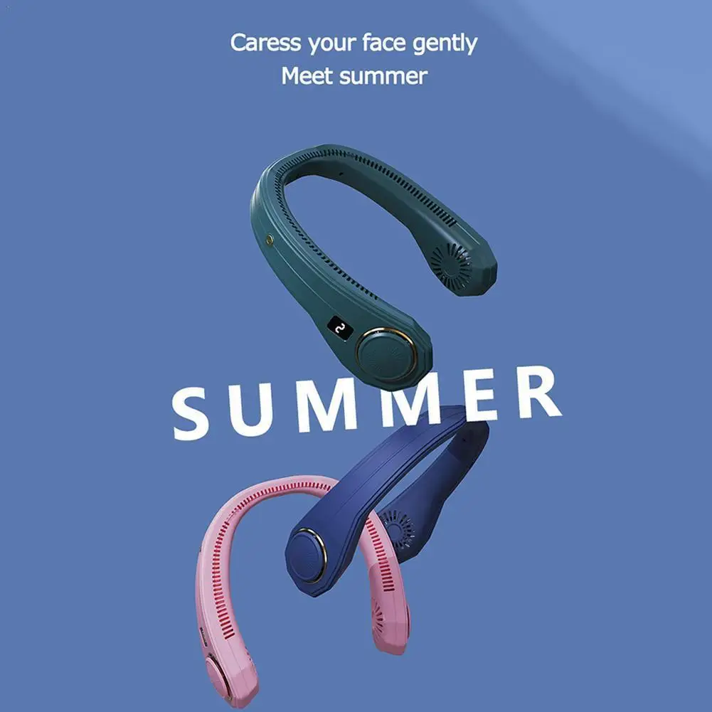 

Подвесной уличный мини вентилятор на шею, портативный безлистный маленький вентилятор для отдыха на открытом воздухе, маленький бесшумный ...