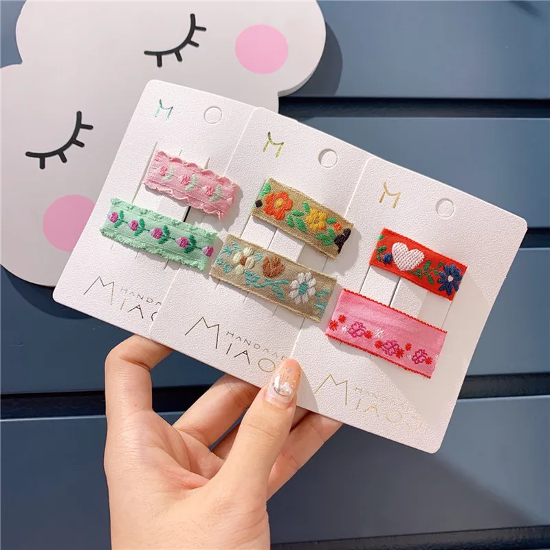 

Заколки для волос Детские, кружевные, с вышивкой в виде цветов, 1 пара