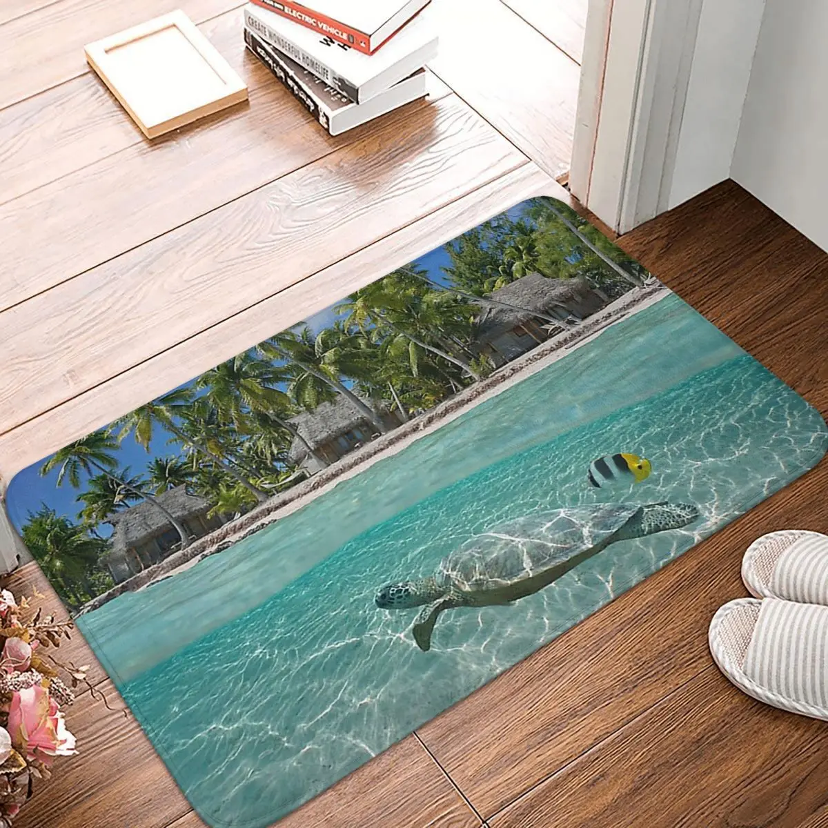 Мягкий коврик для подводного плавания с изображением тропического берега и