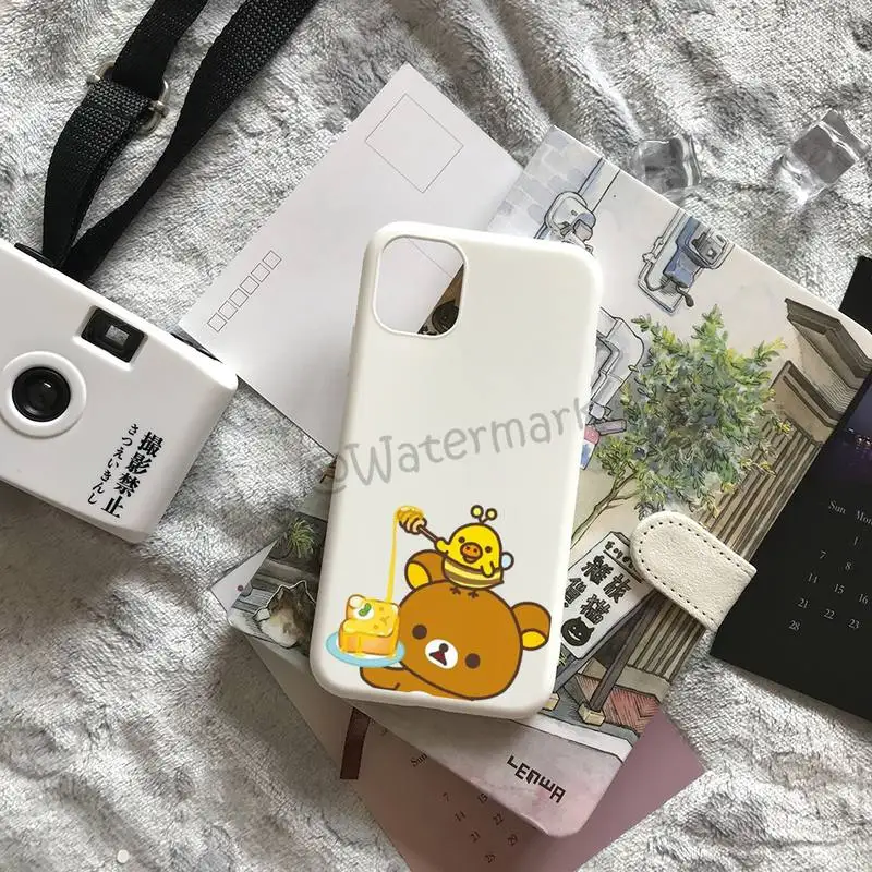 Чехол для телефона Rilakkuma с милым медведем IPhone 12 11 Pro Max Xs Xr X 6 6s 7 8 Plus Белый