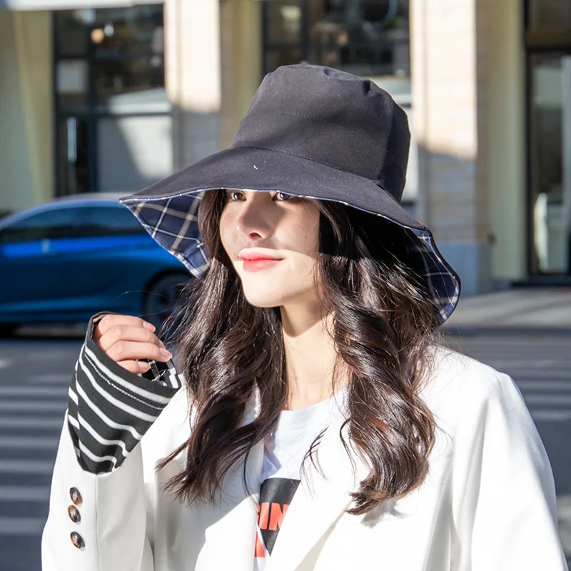 

Large Wide Brim Sun Hat Summer Travel Beach Cap Cotton Outdoor Sun Shade Hat With Neck Cord Bucket Cap Visor For Womens UPF 50+