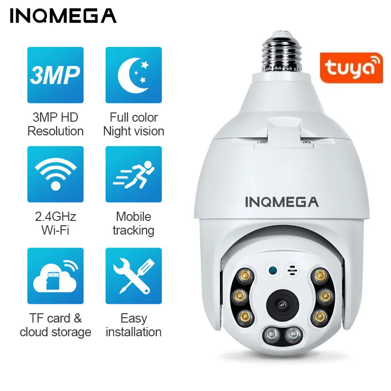 

Камера INQMEGA 3MP HD с лампочками, PTZ Wi-Fi камера с светильник Том, ночным видением, двухсторонней разговором, автоматическим отслеживанием для пом...
