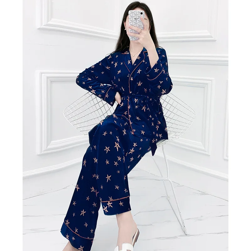 Пижама женская на осень и зиму Новый Кардиган с длинным рукавом женские пижамные