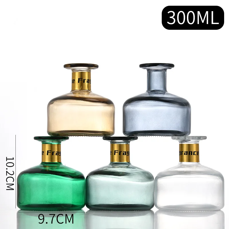 

2PCS 300ml Scent Volatilization Glass Container Dried Flowers Hydroponic Vase Aromatherapy Glass Bottle Rattan Diffuser Bottle