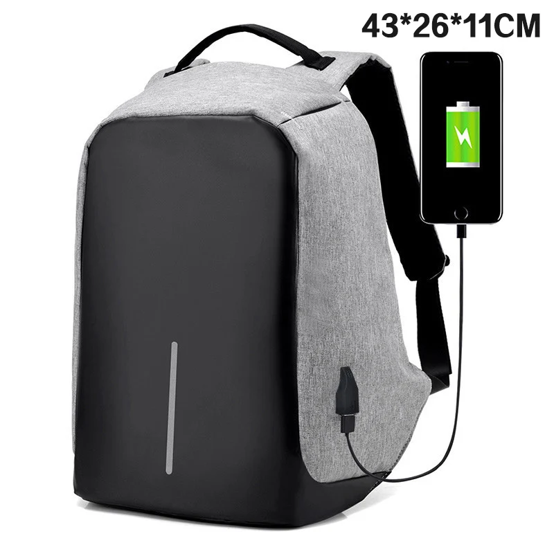 Laptop bag-Gray Рюкзак для ноутбука с Usb зарядкой, 15 дюймов, рюкзак для путешествий, многофункциональный, Противоугонный, водонепроницаемый, Mochila, школьная сумка для мужчин, рюкзак для ПК - Цвет: Laptop bag-Gray