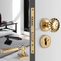 Top Luxury 2 Sets European Door Handle / Knobs Lock Security Interior Entry Magnetic Silent Door Locks + 3 Keys Black/Gray/Gold
