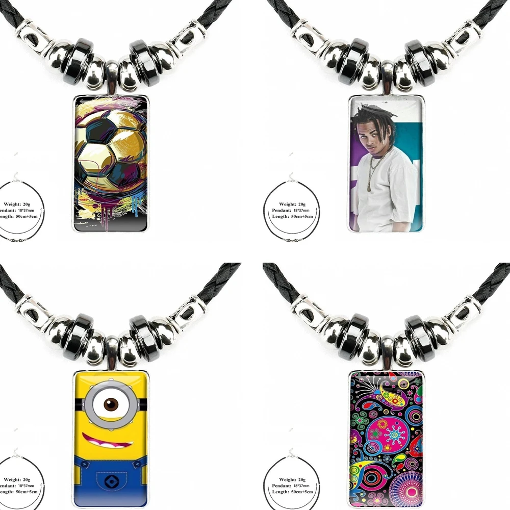 Оптовая продажа, ожерелье с подвеской Ozuna в стиле хип-хоп с медведем из стекла и кабошона, прямоугольное модное черное гематитовое ожерелье, Cusize