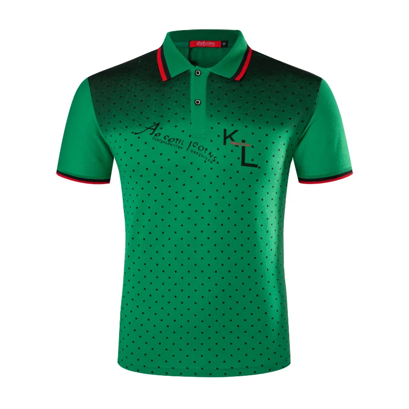 

100% Cotton Polo Shirts For Men Short Sleeve Polka Dot Patchwork Polos Top Mens Clothings
