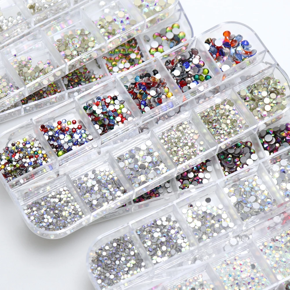 1 коробка разных размеров цветов стеклянные стразы для ногтей Пришивные АВ