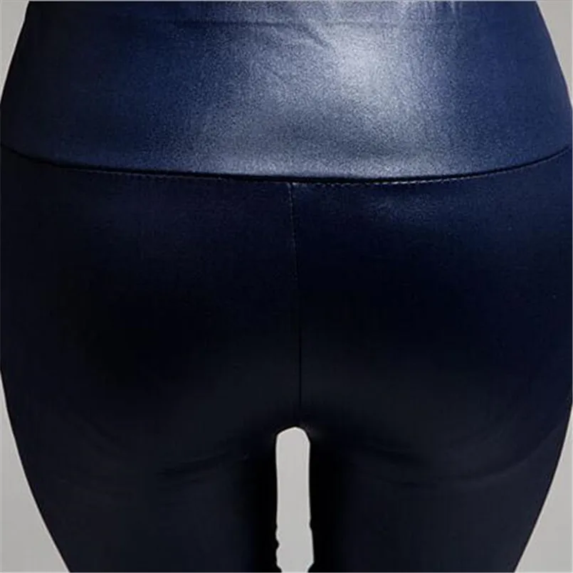 

LJCUIYAO Fashion Women PU Leather Pants High Elastic Waist Leggings Not Crack Slim Leather Leggings Skinny Trousers Spandex Pant