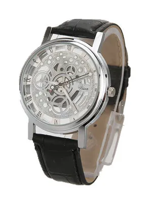 Black Silver Мужские часы Модные полые сплав кварцевые наручные часы с циферблатом для мужчин и женщин унисекс Прямая поставка bayan kol saati zegarek damski - Цвет: Black Silver