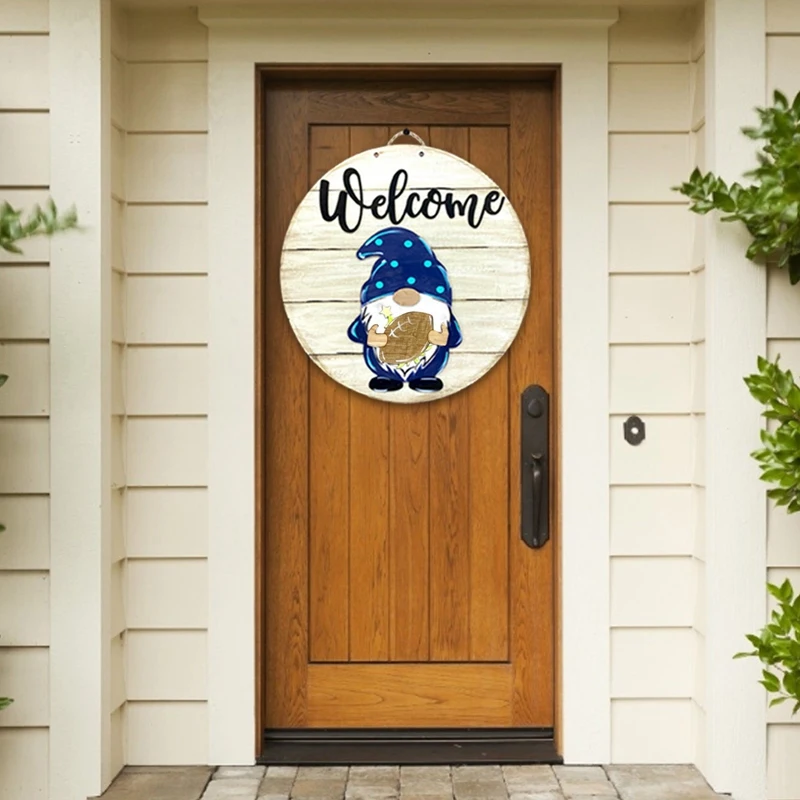 

12Inch Welcome Sign Porch for Front Door Decor Rustic Wooden Door Wreath Hanging Vertical Sign Farmhouse Wall Decor