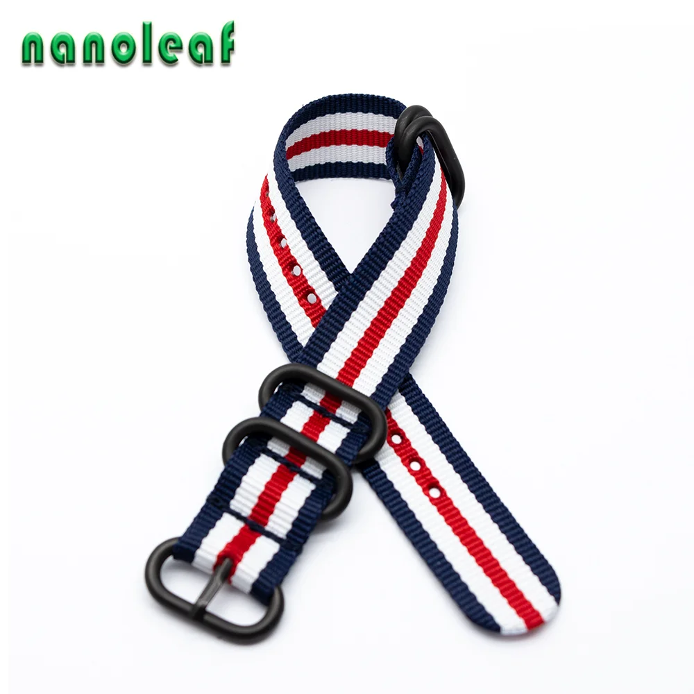 

Watch Accessories For Fashion NATO Watch Band Nylon Strap Black 5 Rings Buckle 18mm 20mm 22mm Adjustable Soft Bracelet