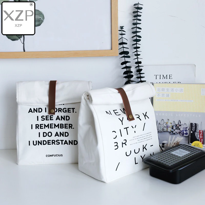 Хлопковый холщовый Ланч бокс XZP изоляционная сумка для пикника простая