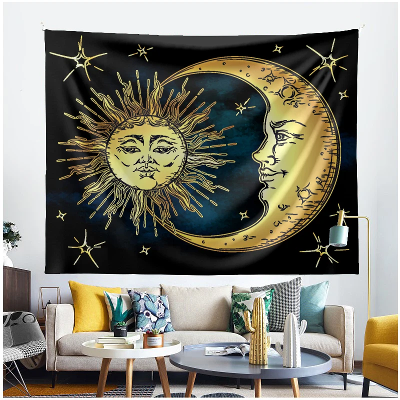 

Sonne Mond Sterne Golden Tapestry Astrology Wall Hanging Bedroom Decoration