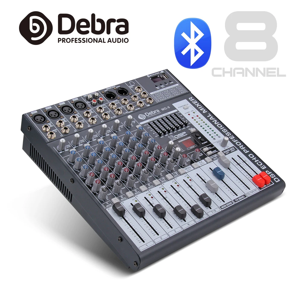 Хорошее качество, чистый звук! 8 микшер каналов цифровой аудио dj контроллер с 48В Мощность usb-слот для Запись этап