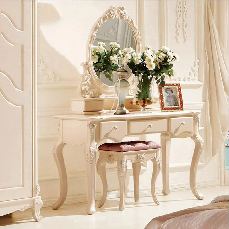 

white European mirror table dresser French bedroom furniture p10111