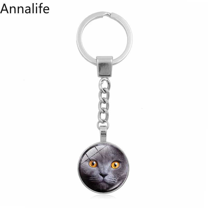 2019 New metal Cat-face Couple Keychain Animal Cat Pendant Key Chain for Women Men Choker Keyring Valentine's Day Gift | Украшения и