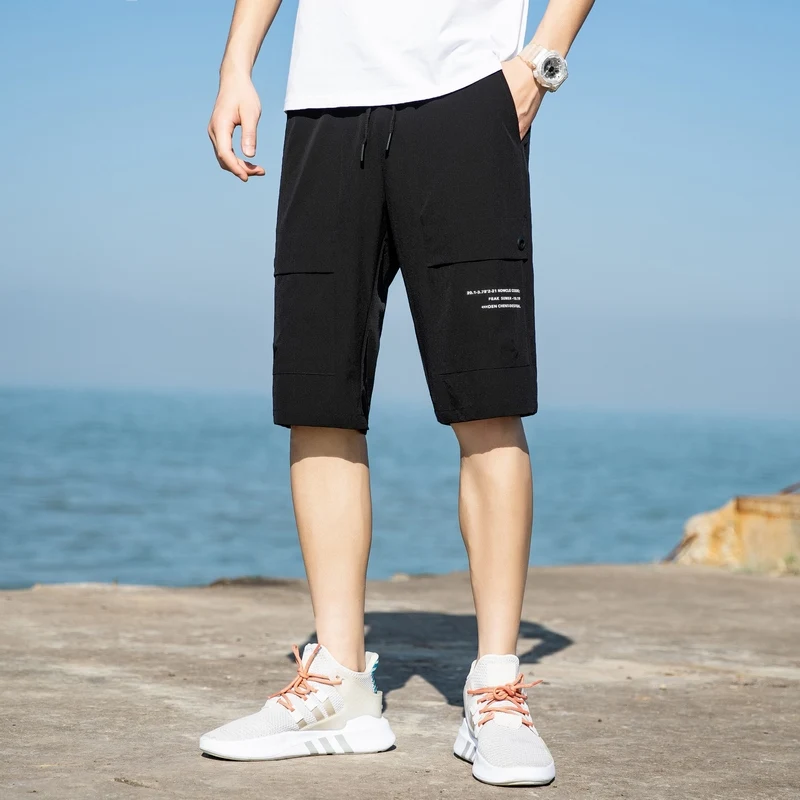 

Шорты мужские повседневные до колен, модные быстросохнущие пляжные свободные, черные, 6XL, лето 2021