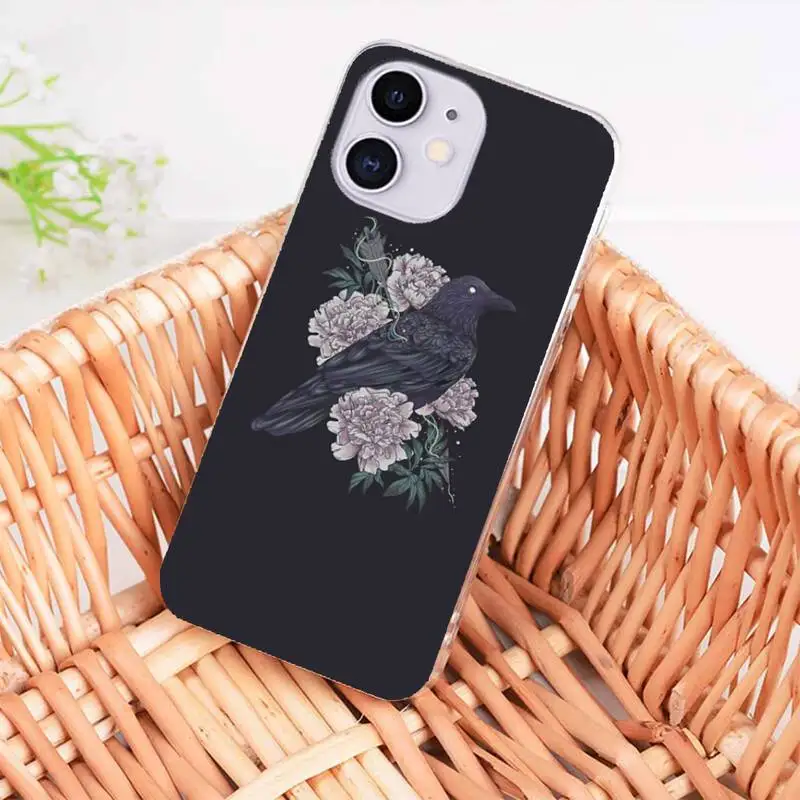 

Hot Raven Dark Crow Phone Case coque fundas for iphone 12 11 PRO MAX X XS XR 5S 6S 7 8 PLUS SE 2020