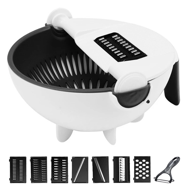 9 в 1 многофункциональный измельчитель овощей ручной с сливной корзиной