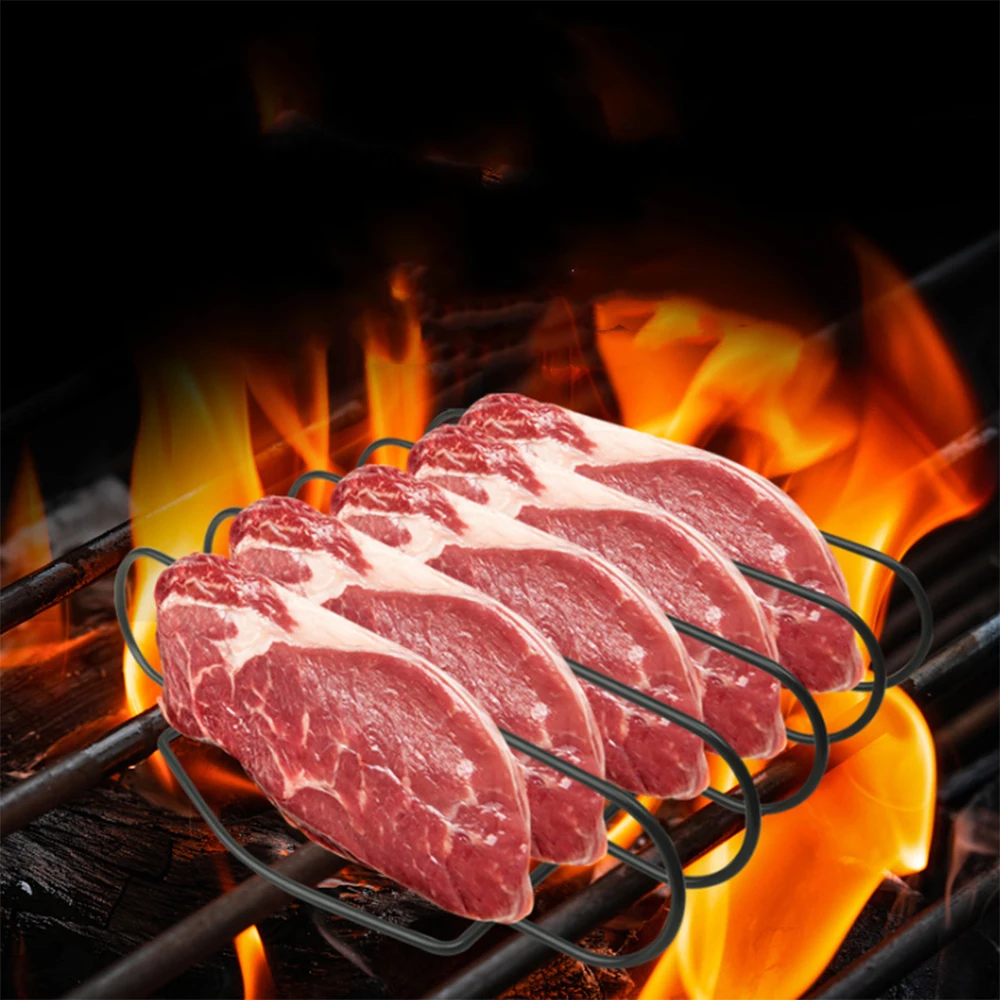

Non-stick Rib Shelf Bbq Stand Barbecue Roast Rack Stainless Steel Grilling Bbq Chicken Beef Ribs Rack Grilling Baske