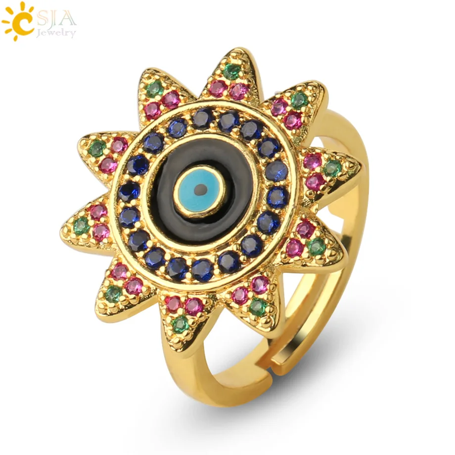 Кольцо для женщин CSJA Devil's амулет в виде глаза кольцо с эмалированным фианитом и