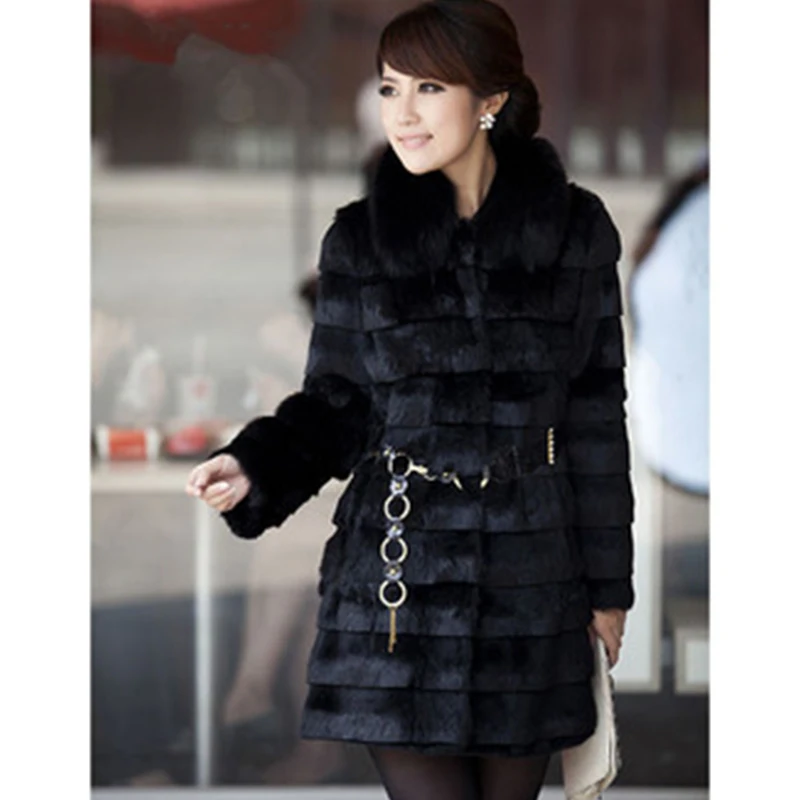 2019 Новинка зимы Для женщин Длинные свободные пальто с имитацией кроличьей
