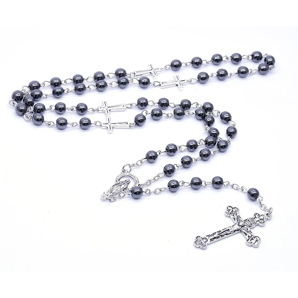 Модное ожерелье с розарием немагнитное черное желчным камнем для женщин и мужчин
