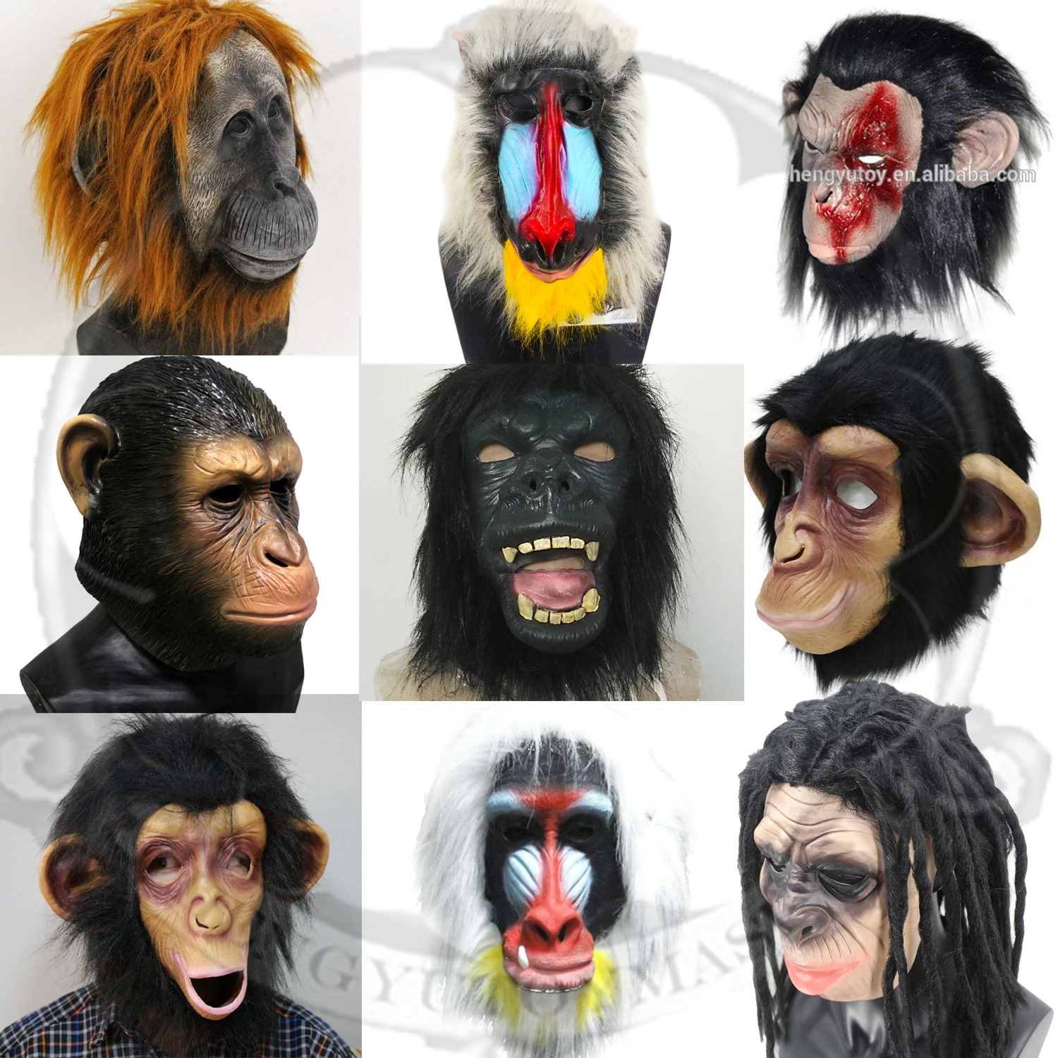 

Novelty Chimp Apes Gorilla Monkey Latex Mask Animal Head Baboon Party Costumes