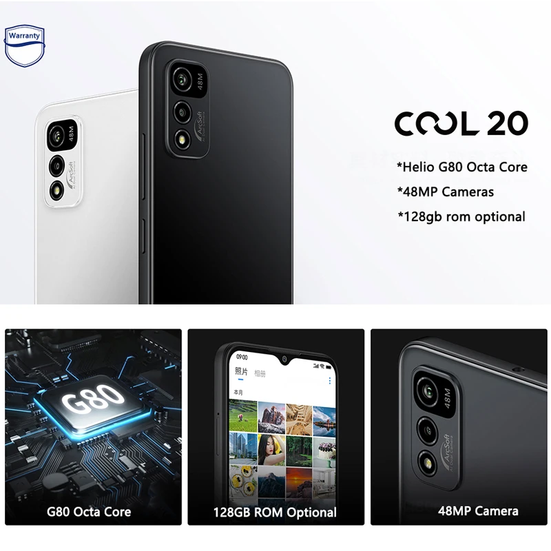 Coolpad Cool 20 смартфон с 6 18-дюймовым дисплеем восьмиядерным процессором Helio G80 ОЗУ 4 Гб