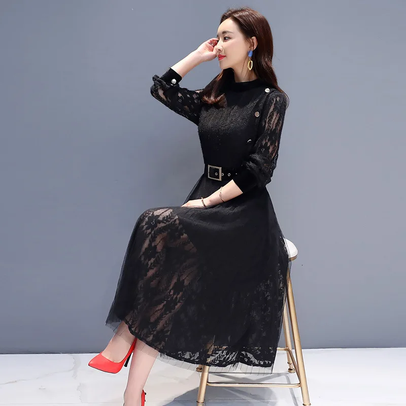 Французский темперамент кружевное платье для женщин 2019 реноважная тонкая юбка
